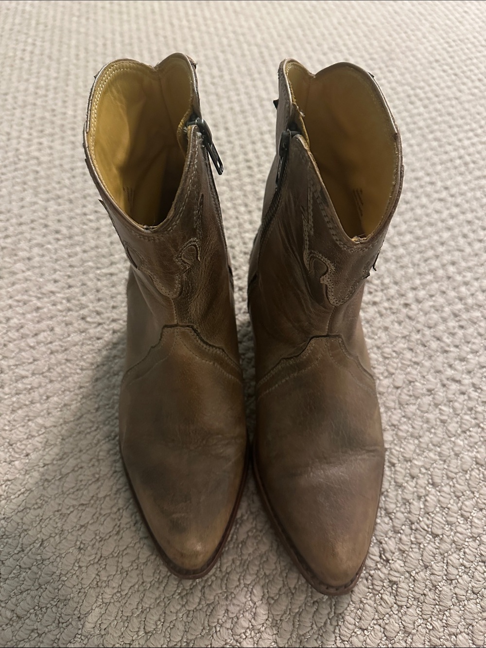 Free People Leather Western Ankle Boots